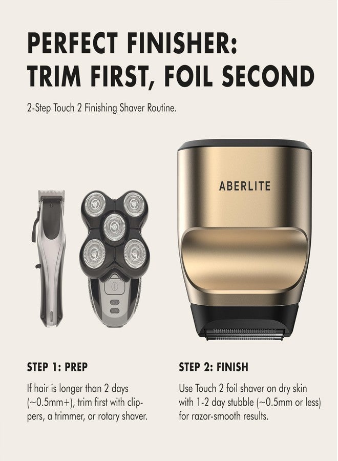 Aberlite Touch 2 Foil Head Shaver for Bald Men - Finishing Foil Shaver for Bald Head & Face, 0.05mm Ultra-Thin Foils for Razor-Smooth Results, Ergonomic Multi-Grip, Waterproof, USB-C Charging (Gold) - Image 4