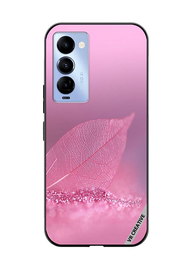 VR CREATIVE Protective Case Cover For Tecno Camon 18/18 P Pink Leaf Design Multicolour - Image 1