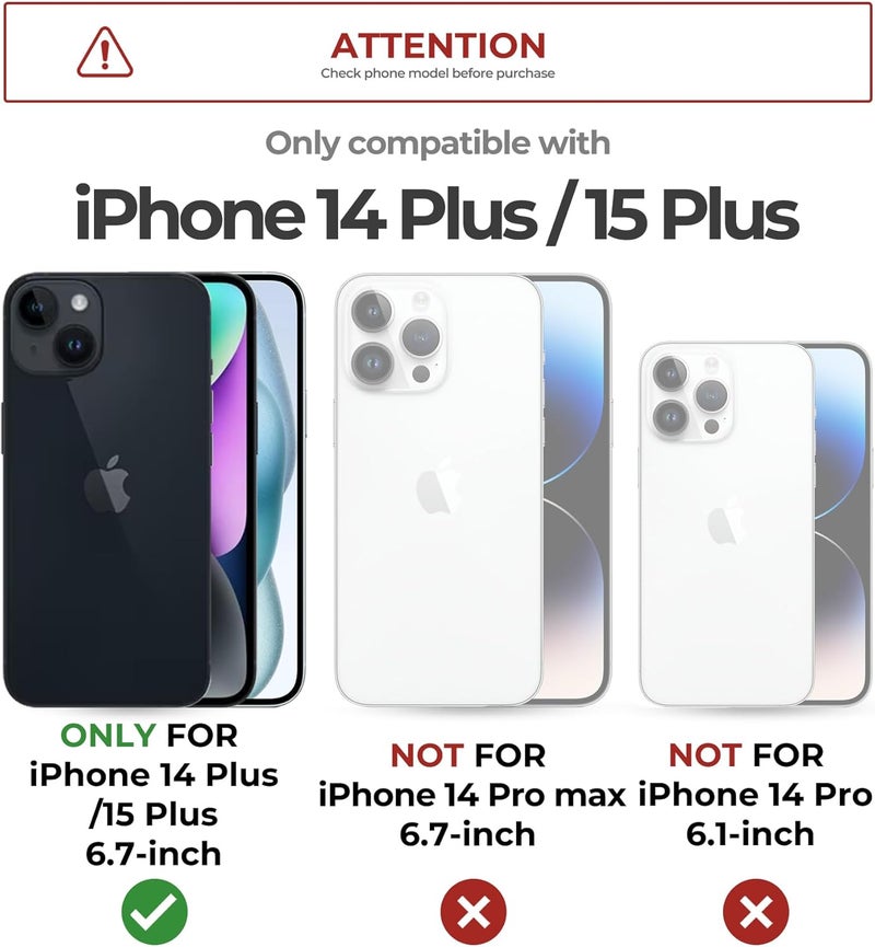 ديكسنور حافظة Dexnor لـ iPhone 15 Plus/14 Plus مع غطاء كاميرا منزلق وحامل قابل للتعديل وواقي شاشة مدمج، حواف MagSafe متينة م��اومة للصدمات، غطاء حماية مغناطيسي ثقيل، أرجواني شبح جودة ثابتة بالدفعة - Image 2