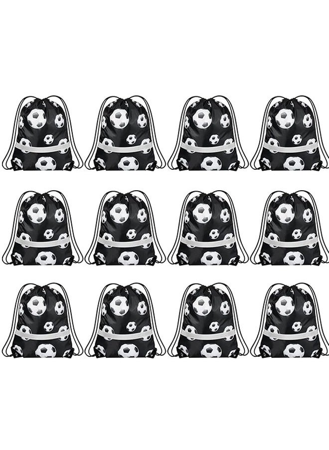 Arabest 12 Pieces Soccer String Bag Drawstring Back Sack with Reflective Stripe Draw String Soccer Team Bags Team Sports for Yoga Dance Swimming Supplies  - Image 1