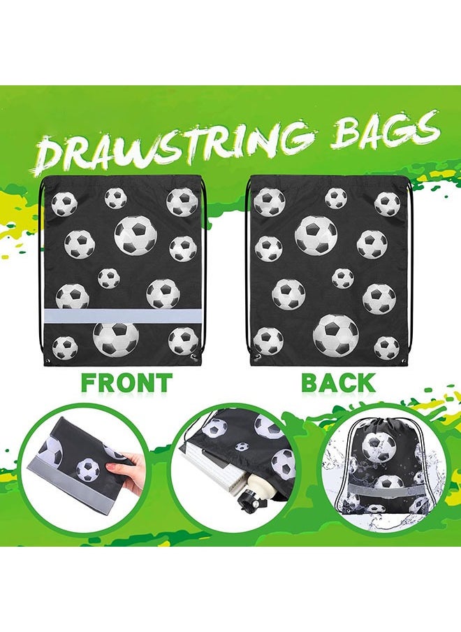 Arabest 12 Pieces Soccer String Bag Drawstring Back Sack with Reflective Stripe Draw String Soccer Team Bags Team Sports for Yoga Dance Swimming Supplies  - Image 2