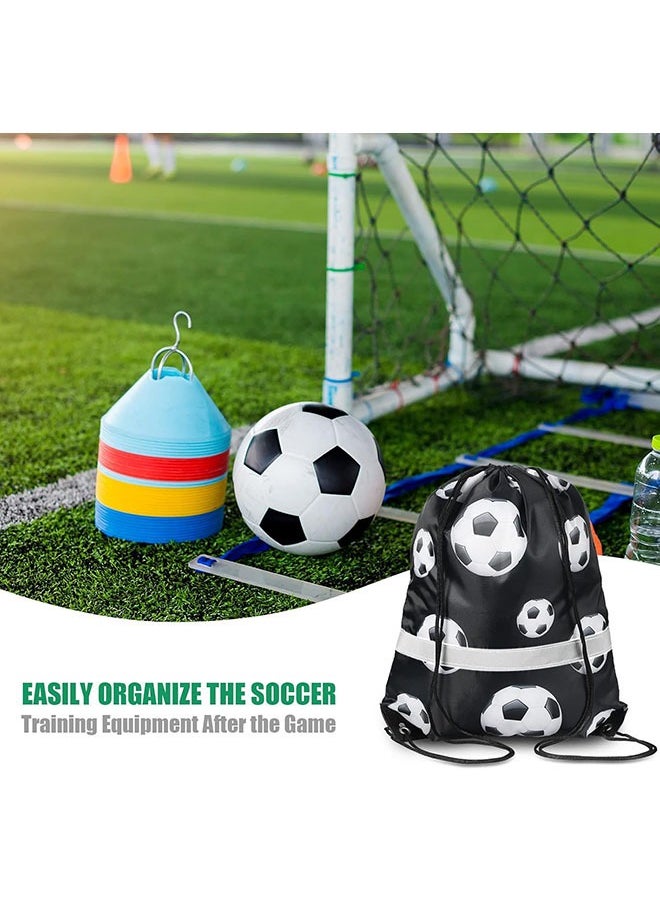 Arabest 12 Pieces Soccer String Bag Drawstring Back Sack with Reflective Stripe Draw String Soccer Team Bags Team Sports for Yoga Dance Swimming Supplies  - Image 4
