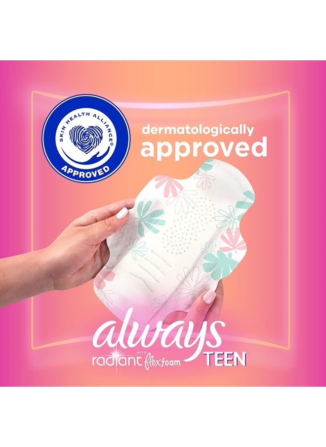 Always - Radiant FlexFoam Teen Pads Regular Absorbency, 100% Leak Free Protection is possible, with Wings, Unscented, 28 Count - Image 1