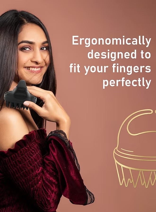 Hair Scalp Massager Shampoo Brush with Soft Silicone Bristles for Anti Dandruff, Exfoliating with Scalp Care Manual Head Massager (Black) - Image 4