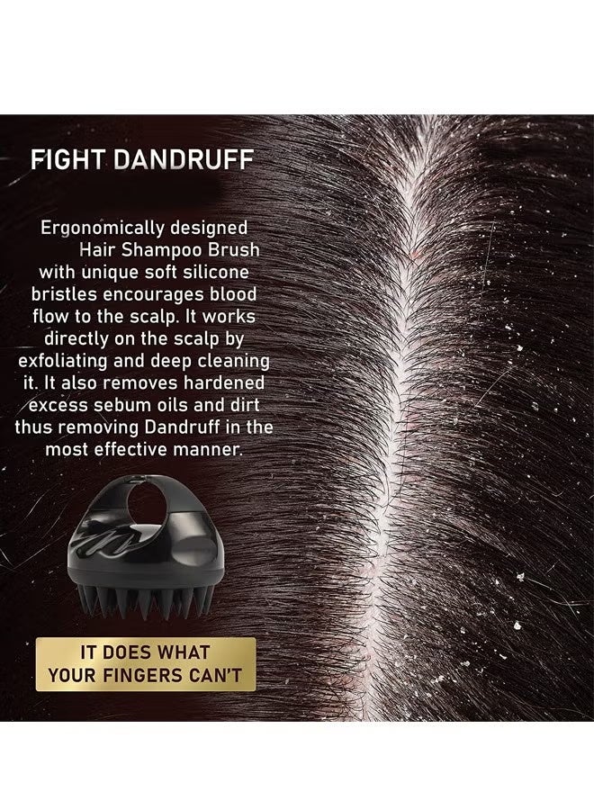 Hair Scalp Massager Shampoo Brush with Soft Silicone Bristles for Anti Dandruff, Exfoliating with Scalp Care Manual Head Massager (Black) - Image 3