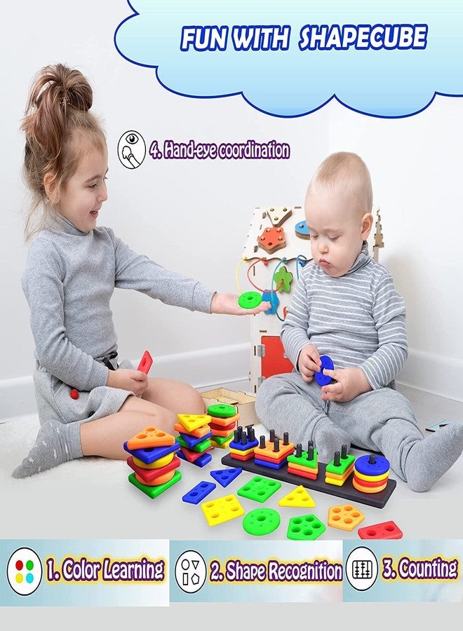 PROSPER Stacking and Shorting Blocks Toys for Kids, smoth Angle Geometry Shape Sorting Board Building Shapes Toy (Multicolor) - Image 5