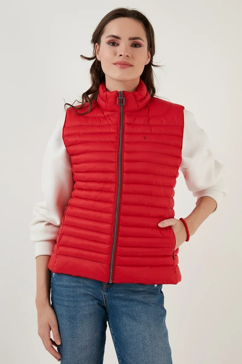 ليلا Slim Fit High Collar Pocket Puffer Vest Women's Vest 497TAMARA