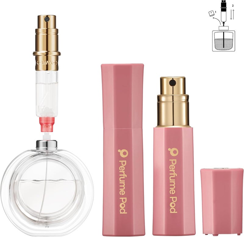 Perfume Pod Refillable Perfume Atomizer, Bottom Filling Fragrances Perfume Bottle, Mini Cologne Dispenser, Travel sized, Portable Sprayer for Women Men, Gift (FLORA01, PINK) - Image 1