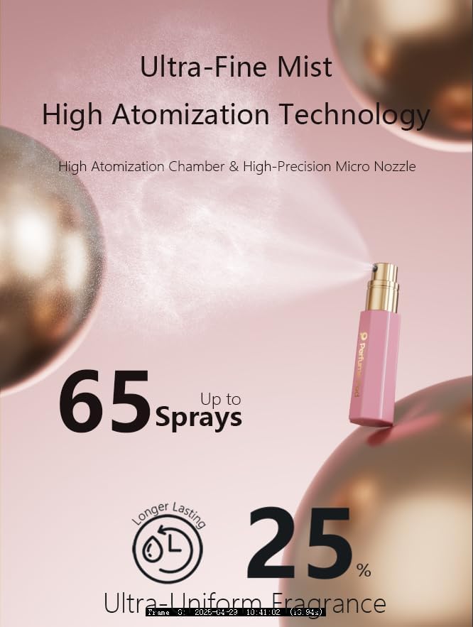 Perfume Pod Refillable Perfume Atomizer, Bottom Filling Fragrances Perfume Bottle, Mini Cologne Dispenser, Travel sized, Portable Sprayer for Women Men, Gift (FLORA01, PINK) - Image 3
