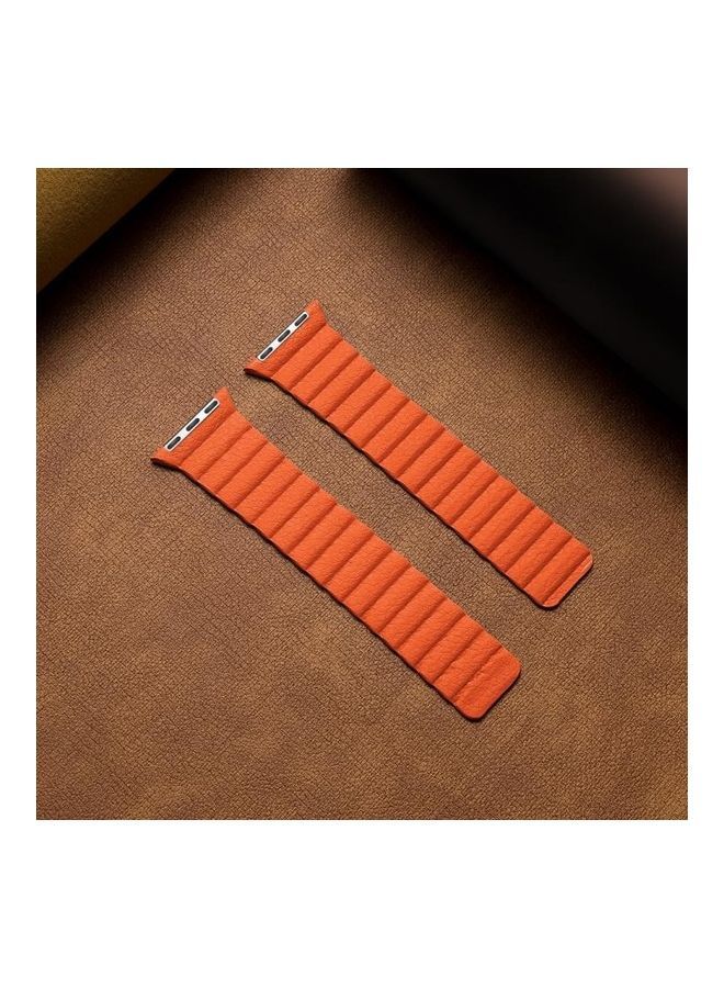 NIBEMINENT Two Loop Magnetic Replacement Watchband For Apple Watch Series 7 41mm / 6 & Se 5 4 40mm 3 2 1 38mm Orange  - Image 2