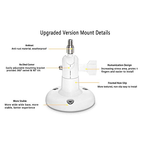 Koroao 【Latest Version】 Adjustable Indoor/Outdoor Wall Mount for Arlo Essential/XL Gen 2/Pro/2/3/4/Arlo Pro 5s/Ultra/,eufyCam 2C/2C Pro, 2/2 Pro, 3C/S300, 3/S330,Wyze Cam Pan/V3 Camera (2Pack, White) - Image 3