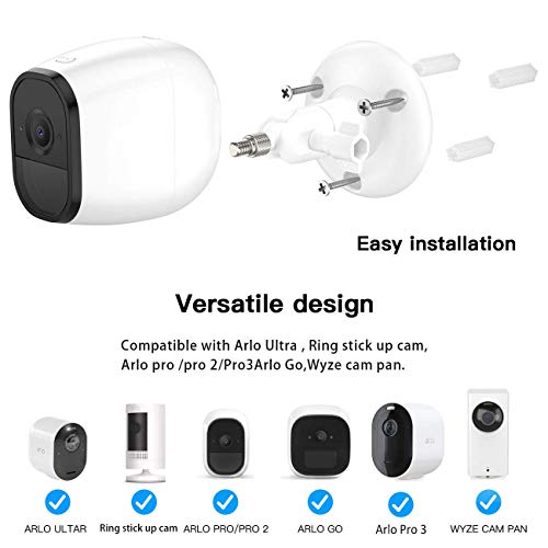 Koroao 【Latest Version】 Adjustable Indoor/Outdoor Wall Mount for Arlo Essential/XL Gen 2/Pro/2/3/4/Arlo Pro 5s/Ultra/,eufyCam 2C/2C Pro, 2/2 Pro, 3C/S300, 3/S330,Wyze Cam Pan/V3 Camera (2Pack, White) - Image 2