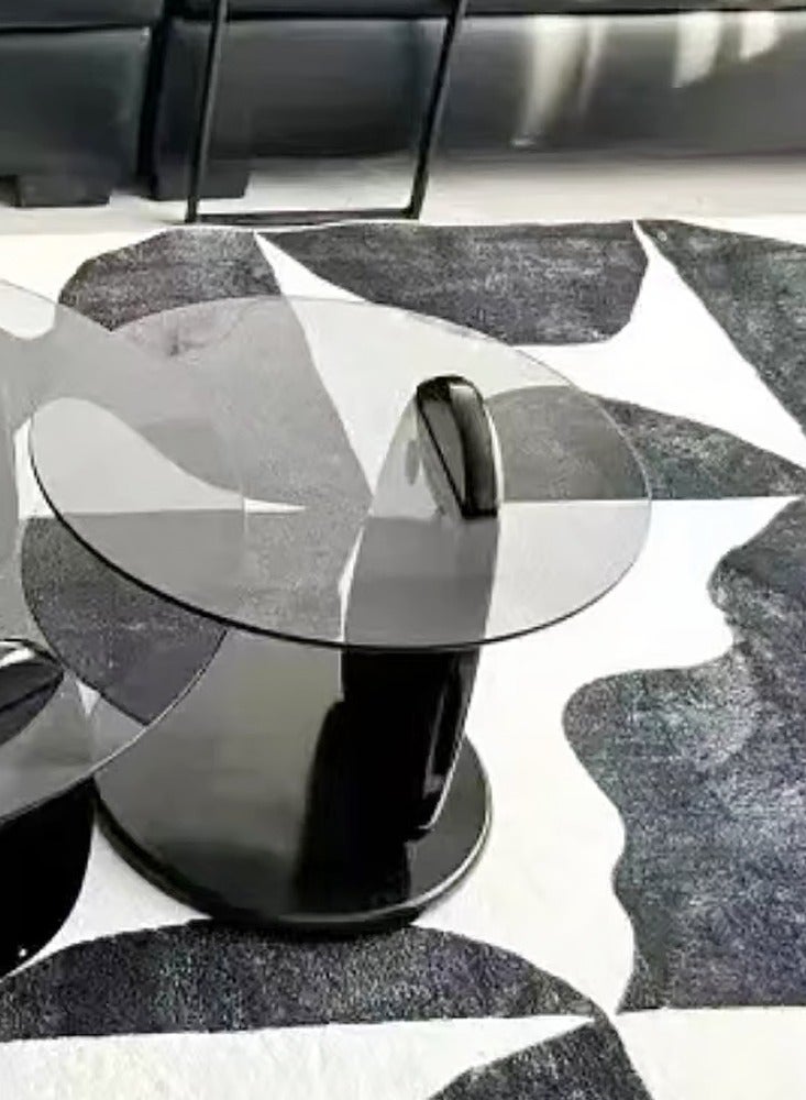 C&C Home Stylish Mid Century Luxury Round Edges Tempered Glass and Premium Wood Coffee Table, Side Table for Bedroom Offices, Leisure Area 50 x 41 Centimeter - Image 3