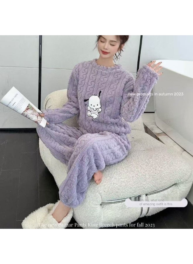 2025 Autumn Winter Cartoon Coral Fleece Pajama Set
