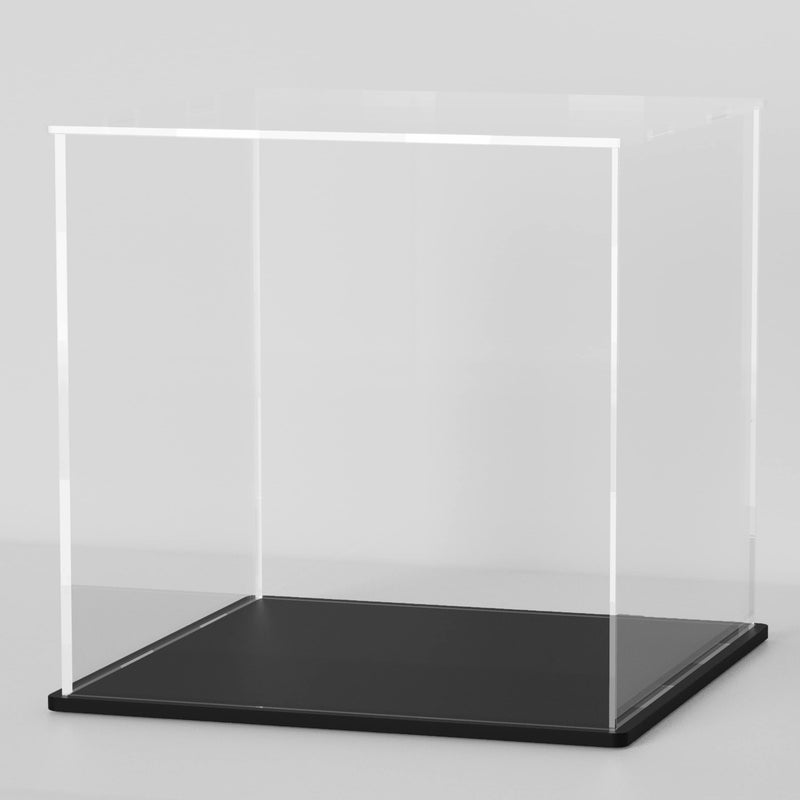 HOPEME 10 Inch Clear Acrylic Display Case, Cube Acrylic Box for Collectibles Showcase, Plexiglass Case with Matt Black Stand for Toys, Arts and Figures - Image 1
