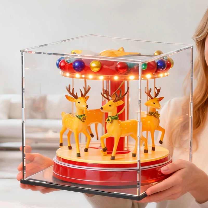 HOPEME 10 Inch Clear Acrylic Display Case, Cube Acrylic Box for Collectibles Showcase, Plexiglass Case with Matt Black Stand for Toys, Arts and Figures - Image 5