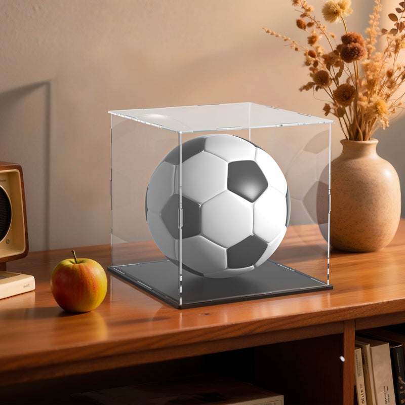 HOPEME 10 Inch Clear Acrylic Display Case, Cube Acrylic Box for Collectibles Showcase, Plexiglass Case with Matt Black Stand for Toys, Arts and Figures - Image 3