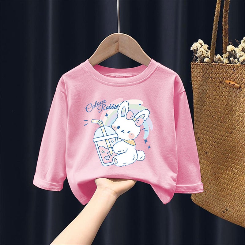 2087# New Girls Autumn Cotton Long Sleeve T-Shirt Small And Medium Children Cartoon Printed Girls Base Crewneck Top - Image 2