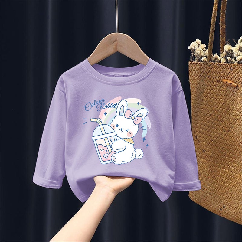 2087# New Girls Autumn Cotton Long Sleeve T-Shirt Small And Medium Children Cartoon Printed Girls Base Crewneck Top - Image 5