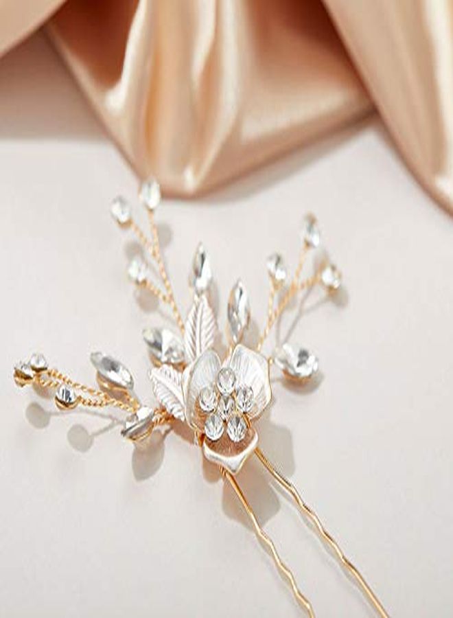 SWEETV 2Pcs Wedding Hair Pins Bridal Rhinestone Wedding Hair Accessories Hair Pieces For Brides BridesmaidRose Gold - Image 4