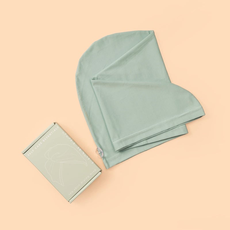 KISMETICS - Tee Shirt Drying Wrap, Frizz Free, Soft & Lightweight&Flexible, Hair Drying Turban, Gentle Drying Towel Wrap with Button, for Long Hair (Sage) - Image 5
