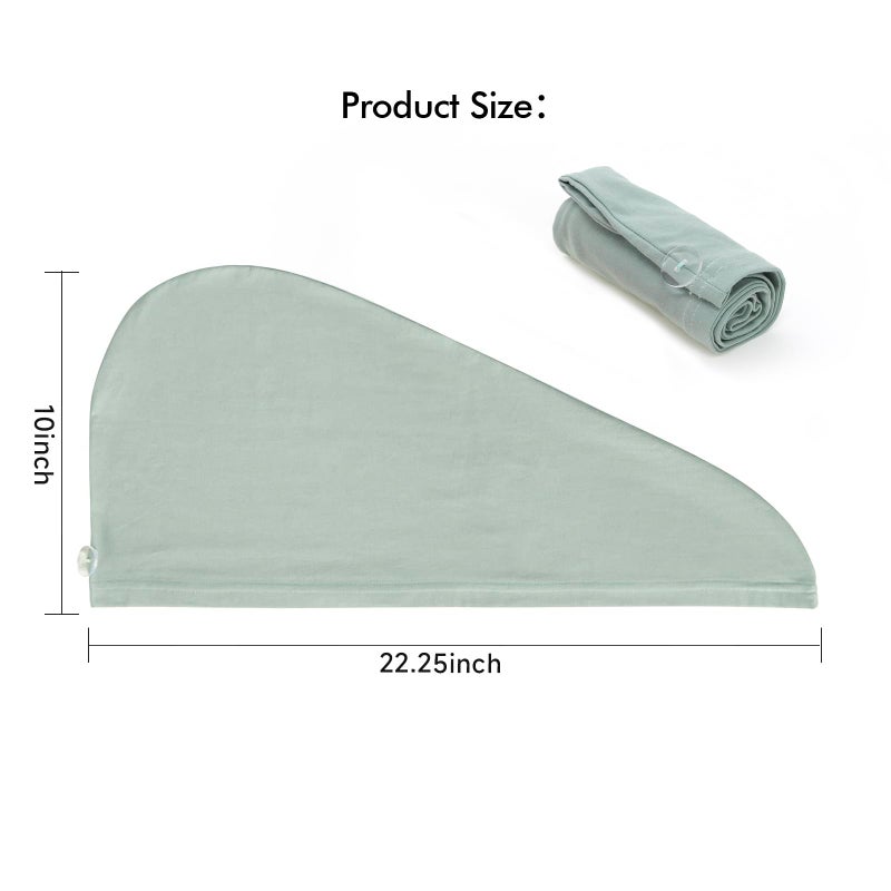 KISMETICS - Tee Shirt Drying Wrap, Frizz Free, Soft & Lightweight&Flexible, Hair Drying Turban, Gentle Drying Towel Wrap with Button, for Long Hair (Sage) - Image 3