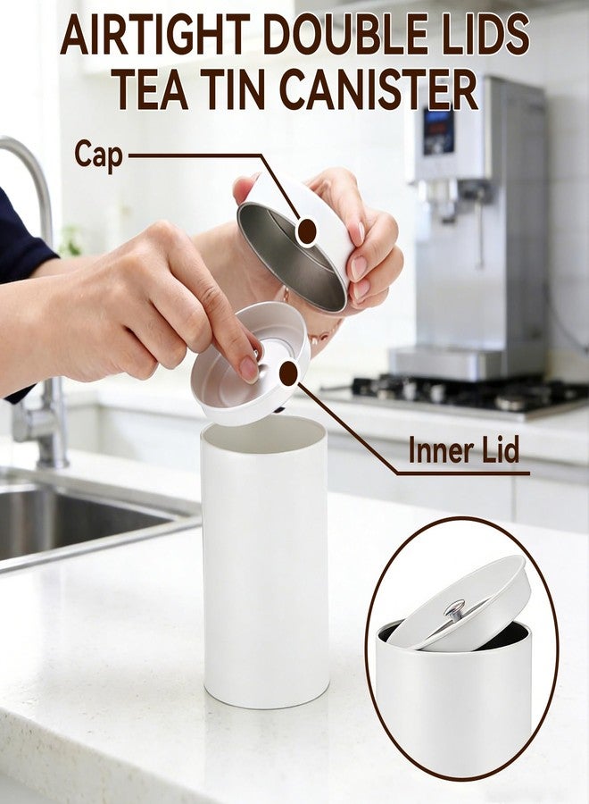 Frdhee Metal Tea Tin Canister with Airtight Double Lids, 16 oz Round Tin Can Small Canister Storage Container Box with Double Sealed Lid for Loose Tea Coffee Sugar Candy Herbs Spices - Image 3