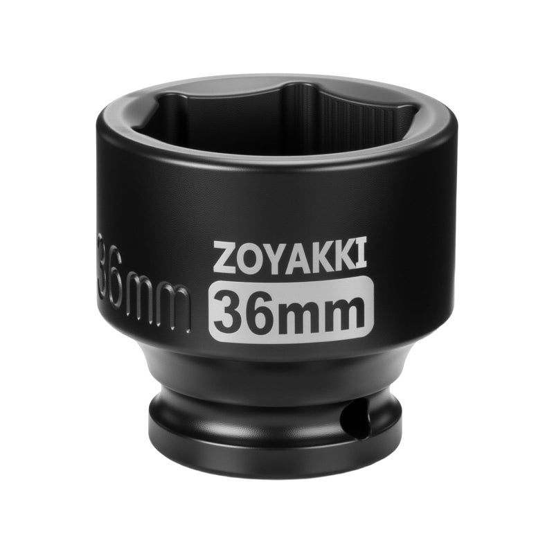 ZOYAKKI 12 Drive x 36mm Shallow Impact SocketCRMO Steel1PCS Drive 6 Point Axle Nut Socket for Easy Removal of Axle Shaft Nuts Metric 36MM - Image 2