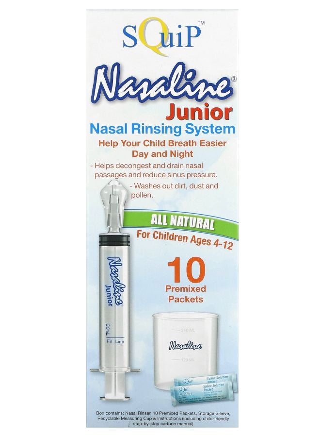 Squip Nasaline Junior Nasal Rinsing System For Children Ages 4-12 14 Piece Kit