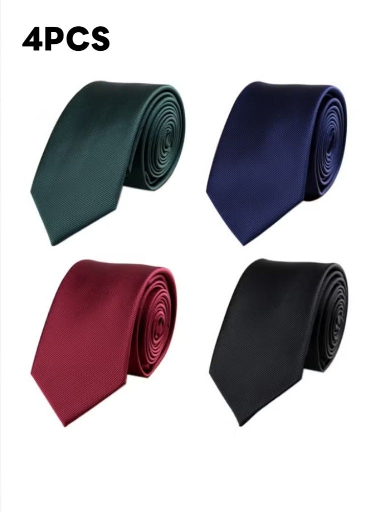 ربطة عنق رجالية كاجوال لحفلات الزفاف بلون واحد متعدد الألوان 8 سم (4 شرائط) - Image 1