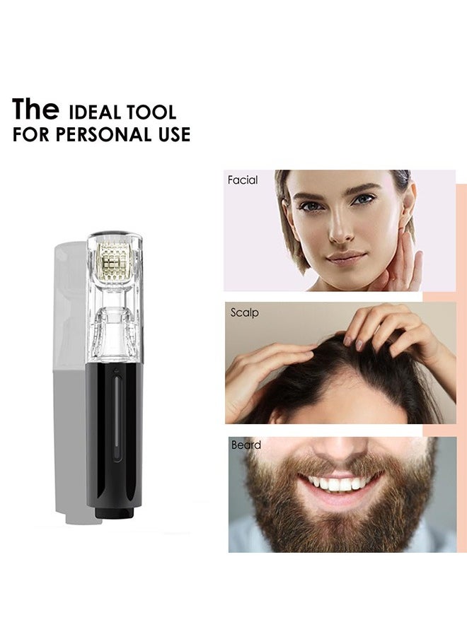 Derma Roller Microneedle Roller with Container, 0.25mm Microneedling Beauty Tool, Microneedle Derma Pen (Black)