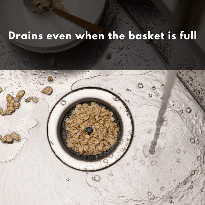 Dripsie Kitchen Sink Strainer 3.25" - Anti-Clog Food Catcher, Flexible Drain Basket, Dishwasher Safe, Standard Fit, Made in USA (1-Pack Gray) - Image 4