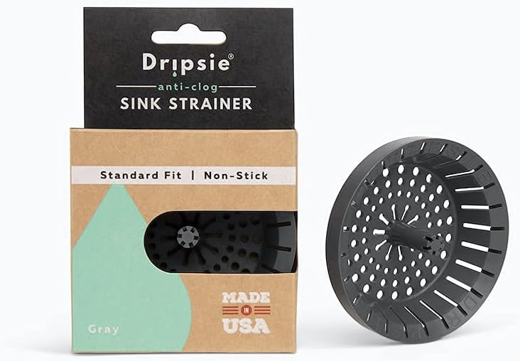 Dripsie Kitchen Sink Strainer 3.25" - Anti-Clog Food Catcher, Flexible Drain Basket, Dishwasher Safe, Standard Fit, Made in USA (1-Pack Gray) - Image 2