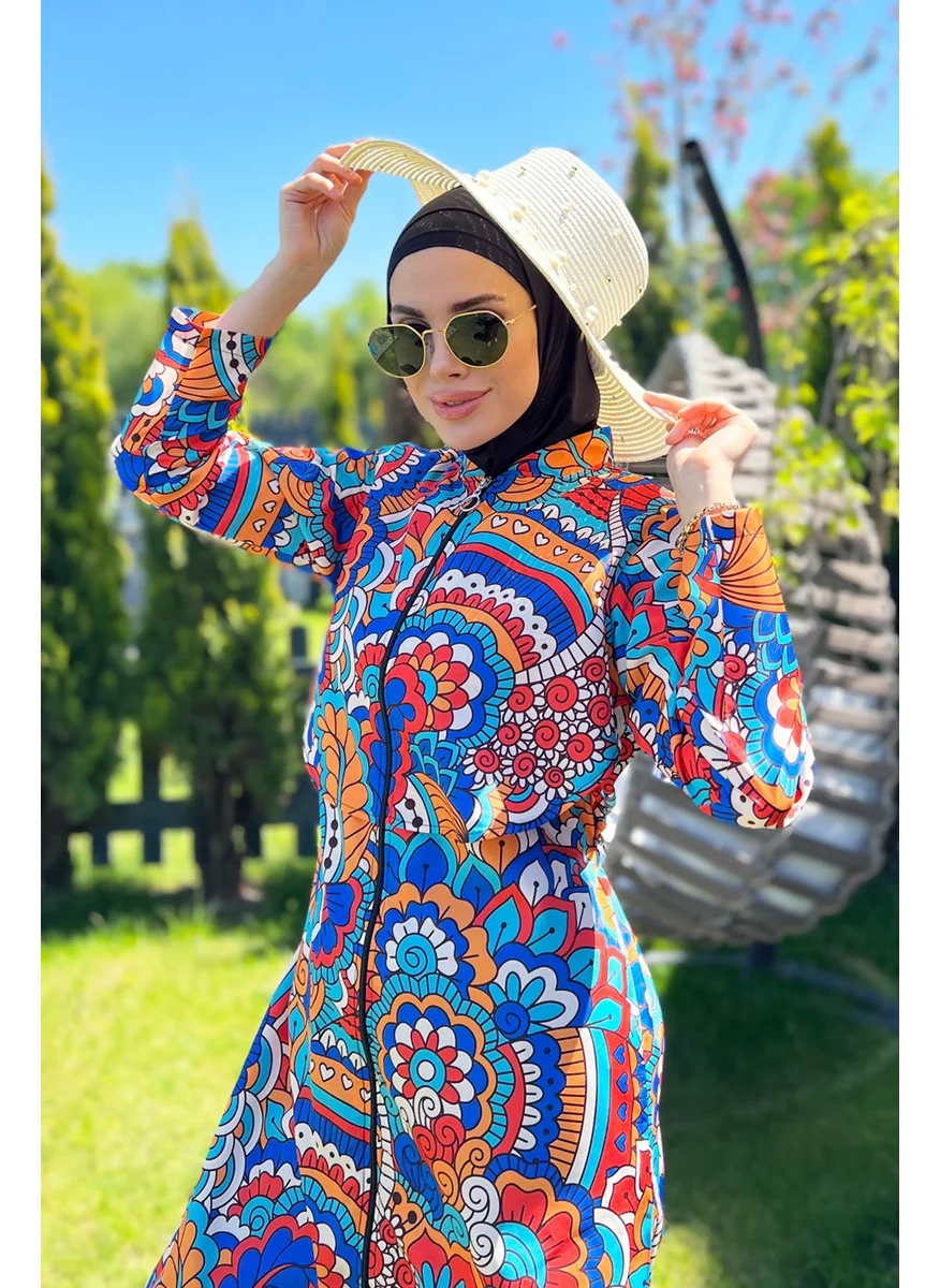 Remsa Mayo Remsa Swimsuit Front Closure Parachute Fully Covered Hijab Swimsuit R069C Nurşen