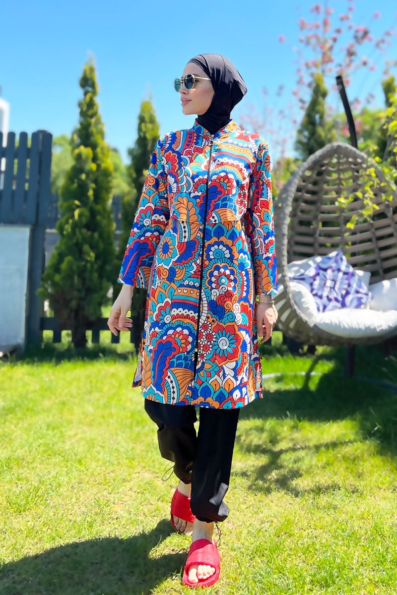 Remsa Mayo Remsa Swimsuit Front Closure Parachute Fully Covered Hijab Swimsuit R069C Nurşen  - Image 2
