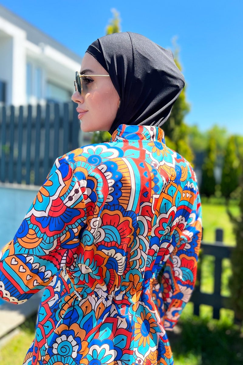 Remsa Mayo Remsa Swimsuit Front Closure Parachute Fully Covered Hijab Swimsuit R069C Nurşen  - Image 5