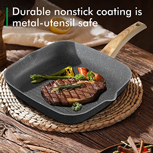 MAISON ARTS 17 Piece Pots and Pans Set Non Stick, Kitchen Cookware Sets with Nonstick Granite Stone Coating, Suitable for Induction Cooktops, Grey - Image 2