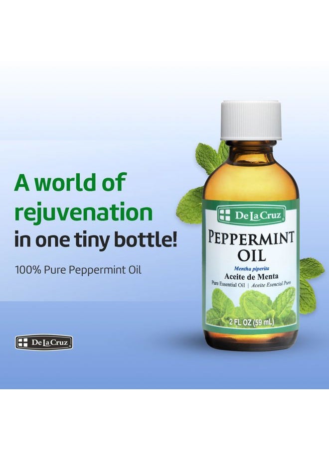 De La Cruz - Peppermint Essential Oil - 100% Peppermint Oil for Aromatherapy - Steam Distilled - 2 Fl OZ - Image 1