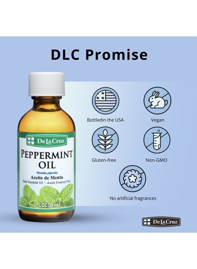 De La Cruz - Peppermint Essential Oil - 100% Peppermint Oil for Aromatherapy - Steam Distilled - 2 Fl OZ - Image 1