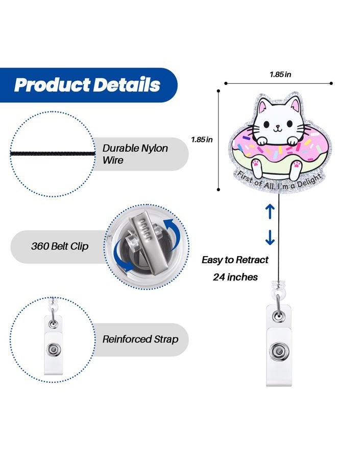 BEZTN Cute Girly Cat Badge Reel, Retractable ID Badge Holder Clip, Funny Nurse Badge Reels, Nursing Student Name Badge Holders, CNA MA Medical Worker Nurse Accessories for Work, Student Nurse Teacher Badge - Image 4