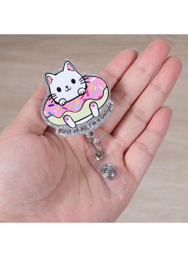 BEZTN Cute Girly Cat Badge Reel, Retractable ID Badge Holder Clip, Funny Nurse Badge Reels, Nursing Student Name Badge Holders, CNA MA Medical Worker Nurse Accessories for Work, Student Nurse Teacher Badge - Image 2