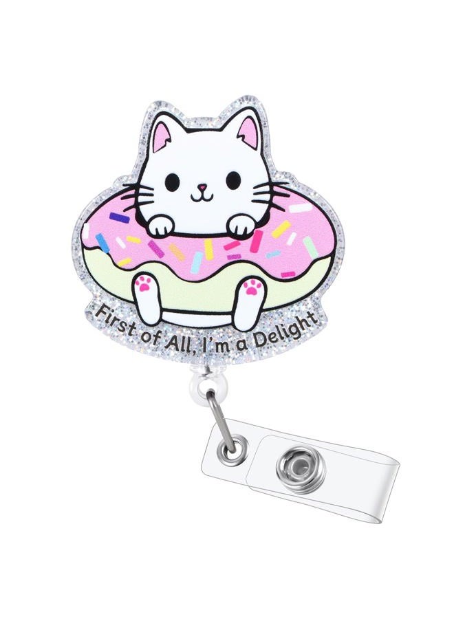 BEZTN Cute Girly Cat Badge Reel, Retractable ID Badge Holder Clip, Funny Nurse Badge Reels, Nursing Student Name Badge Holders, CNA MA Medical Worker Nurse Accessories for Work, Student Nurse Teacher Badge - Image 1
