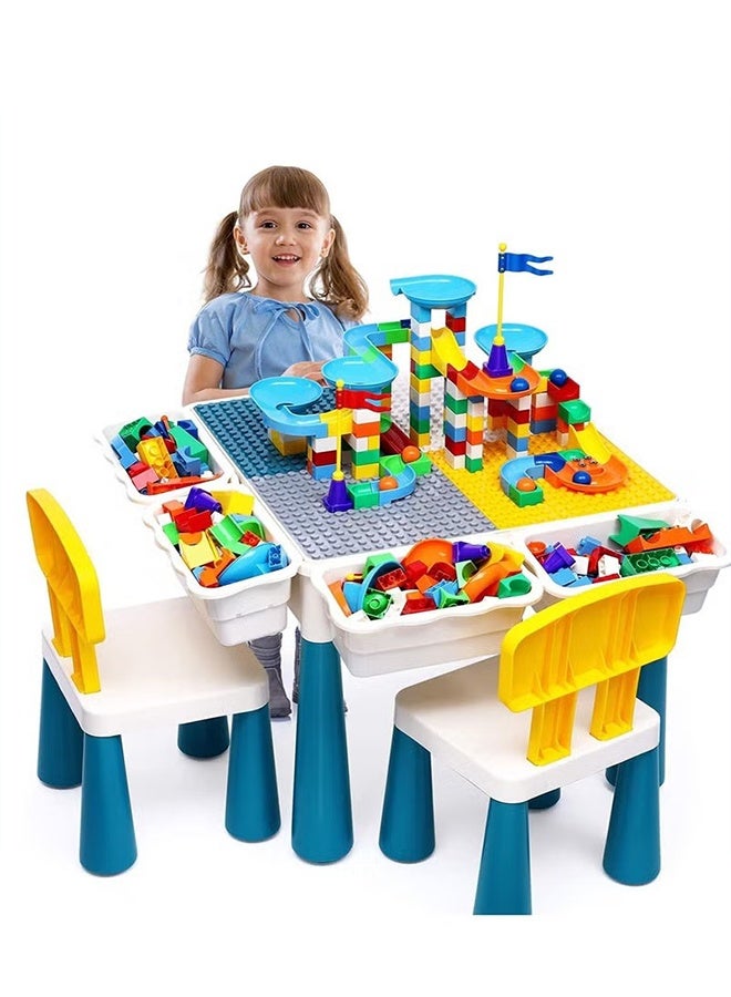 Monda Children's Activity Table Set, A Multi-functional Educational Building Block Table for Toddlers, Includes 4 Storage Boxes and 151 Large Building Blocks, 1 Chair, Making It Easy to Organize and Store the Building Blocks. - Image 3