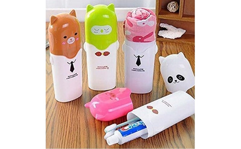 RIGJAK Cute Cartoon Animal Toothbrush Holder Case Travel Camping Tooth Brush Tooth Brush/Paste Protector Box Plastic Container Organizer Best for Travel Camping Bathroom for Storage (Multicolor) - Image 2