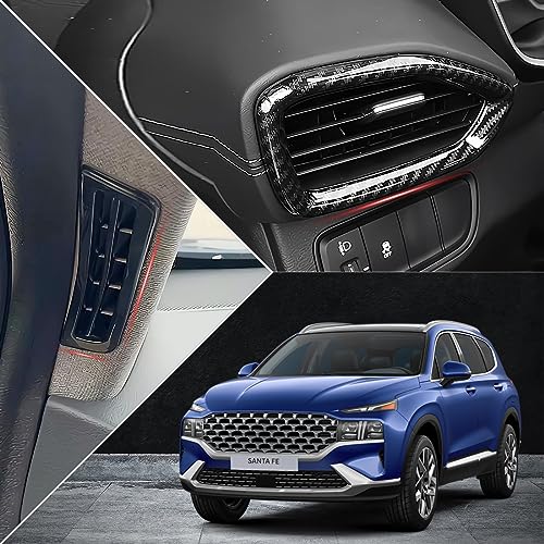MUXEE 4 قطع غطاء تريم مخرج الهواء العلوي للوحة القيادة لهيونداي سانتا في 2019 2020 2021 2022 2023 - ملحقات داخلية رياضية من ألياف الكربون ABS - Image 3
