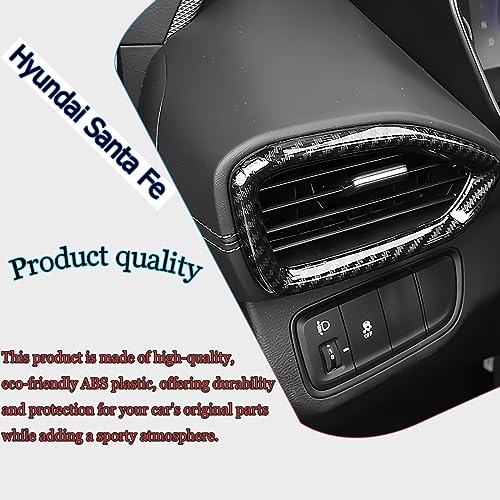 MUXEE 4 قطع غطاء تريم مخرج الهواء العلوي للوحة القيادة لهيونداي سانتا في 2019 2020 2021 2022 2023 - ملحقات داخلية رياضية من ألياف الكربون ABS - Image 5