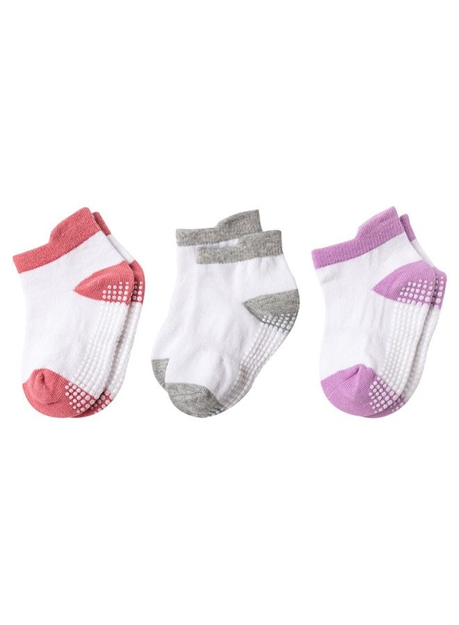 6 Pairs Of Cotton Non-Slip Striped Socks Multicolor
