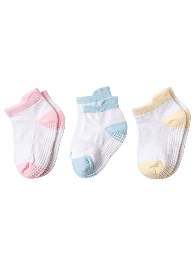 6 Pairs Of Cotton Non-Slip Striped Socks Multicolor