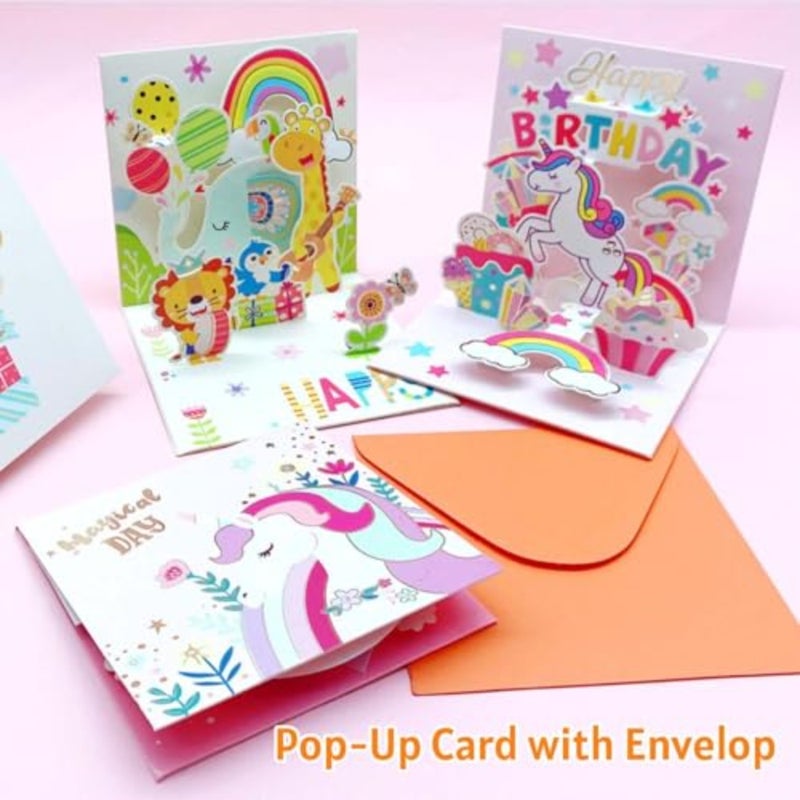 Unicorn Pop Up Card, 3 D Unicorn Birthday Card for Girls, Handmade Rainbow Unicorns Greeting Cards Funny Pop Up Greeting cards for Birthday Party Favor Supplies Birthday - Image 4