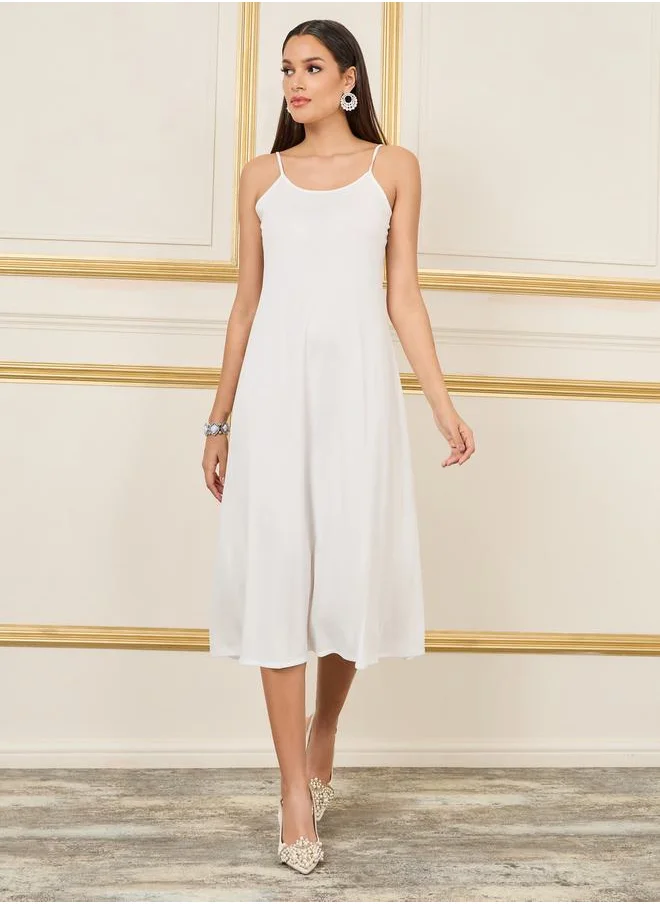 Styli White Bishop-Sleeve Dress